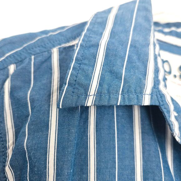 P.S. Aeropostale Boys Blue White Striped Button Down Shirt Size 12 - Picture 3 of 6